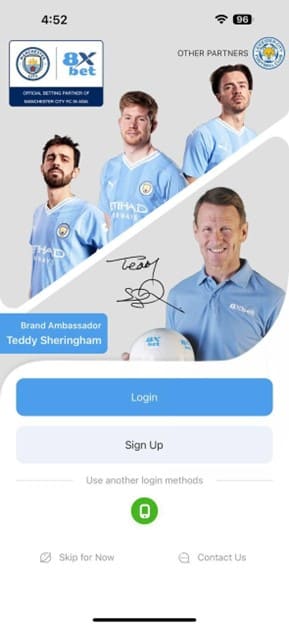 Vị trí nút Đăng ký trên trang chủ phiên bản điện thoại của 8xbet