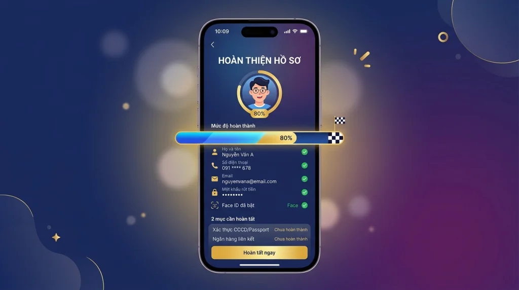 Hoàn thiện hồ sơ cá nhân và xác minh KYC sau khi đăng ký 8xbet thành công